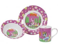 United Labels 0116575 - Vajilla de 3 piezas con diseño de unicornios, 1 plato, 1 cuenco y 1 taza para el desayuno, color rosa