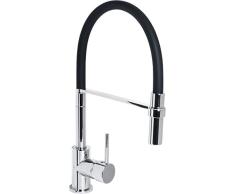 Cornat SAZ612 SAZ612-Grifo Monomando para Fregadero (Cuerpo de fundiciÃ³n, caÃ±o de Silicona Giratorio 360Â°, con Bloqueo de Ducha, griferÃ­a de Alta presiÃ³n), Color Negro y Cromado, Normal