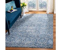 Safavieh Alfombra Rectangular Tejida Tradicional para Interiores, colección Brentwood, BNT860, en Color Azul Marino/Gris Claro, 122 x 183 cm, para salón, Dormitorio o Cualquier Espacio Interior