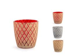 6 porta tea-light in vetro glitter colori assortiti cm7x7,5