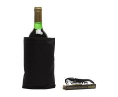 Koala Spain Set de Vino Negro (2 Piezas), 1 Manga Enfriadora Ajustable, 1 Sacacorchos de Dos Tiempos, Incluye LÃ¡mina Antigoteo de Regalo