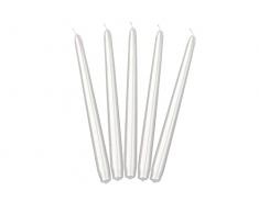 PartyDeco SKMET-070M - Velas de mesa, 24 cm, color blanco brillante, 10 unidades