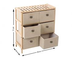 BigBuy Home Cajonera de Madera (6 Cajones) 110020, Multicolor, Talla única