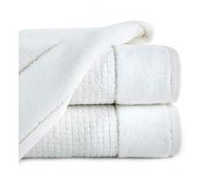 Eurofirany - Juego de Toallas de Mano (algodÃ³n, Costura metÃ¡lica, Ribete de Rizo, 3 Unidades, 70 x 140 cm), Color Blanco