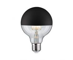 Paulmann 28676 lÃ¡mpara LED filamento G95 6Â vatios Bombilla cÃºpula Espejo Negro Mate 2700 K Blanco cÃ¡lido Regulable E27, 6.5 W, Kopfspiegel Schwarz