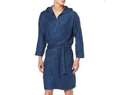 PETTI - Albornoz, Albornoz Mujer, Albornoz Hombre, Albornoz Unisex, Albornoz Microfibra, Albornoz con Capucha Bolsillos y CinturÃ³n, Noche Azul