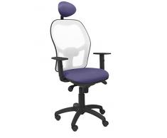 Piqueras Y Crespo (PIQU7) Silla Jorquera Malla Blanca Asiento Bali Azul Claro con cabecero Fijo Oficina, Talla Unica