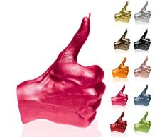 Candellana Vela en Forma de Pulgar | Altura: 17,5 cm | Rosa Oscuro | Tiempo de combustión 30h | El tamaño de la Vela es Igual a 1:1 de la Mano Real | Hecho a Mano en EU
