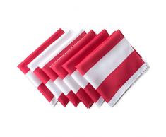 DII 100% poliéster, a prueba de derrames, se puede lavar a máquina. Mantel de cremallera para uso en exteriores en mesas cubiertas con paraguas, redondo, 132 cm, hoja de plátano, para 4 personas, Coral Cabana Stripe, Napkin