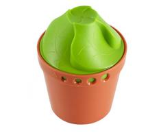 Fackelmann 47098 - Limpiador de hierbas con recipiente (color: verde/ladrillo), cantidad: 1 unidad, plástico