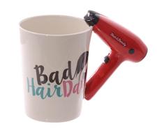 PUCKATOR Taza de cerámica con Forma de secador de Pelo, Mixto, Height 12cm Width 15.5cm Depth 8cm