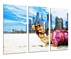 Cuadro FotogrÃ¡fico Paisaje Ciudad Dubai, con Animal Camellos en Desierto TamaÃ±o total: 97 x 62 cm XXL