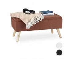 Relaxdays Baúl Almacenamiento con Patas, Banco Almacenaje, Puff, Tela-Madera-DM, 1 Ud, 39,5 x 79,5 x 39,5 cm, Marrón, 39.5 x 79.5 x 39.5 cm