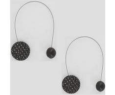 Set 2 AlzapaÃ±os Para Cortinas Metalizada Imantada Mosaico Redonda Newport - Negro/Plata