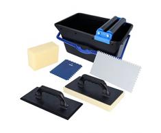 HELPMATE Juego de Lavado de Azulejos, 7 Piezas, Cubo de plÃ¡stico, 18 litros, Accesorio para Doble Rollo, Tabla de Lavado de Azulejos, Tabla de lechada, Paleta alisadora, Esponja Fabricada en Alemania