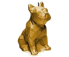 Candellana Hecho a Mano Bulldog Low-Poly Vela de Regalo - Divertida - Vela Decorativa - Decoración del Hogar - Regalos para Amigos - Mecha de Algodón - Tiempo de Quemado 24h - Vela Gold
