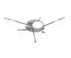 Lámpara de techo WOFI, 6-lámpara de techo, Serie Everett, 6 x LED, 3 W, anchura 57 cm, altura 10 cm, Profundidad 57 cm, 3000 Kelvin, 270 lúmenes, níquel mate 9067,06,64,0000
