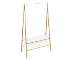 WENKO Perchero de pie Finja decorativo de bambÃº combinado con 2 estantes de MDF y barra de metal en diseÃ±o minimalista Scandi, 95 x 172 x 42 cm, marrÃ³n y blanco