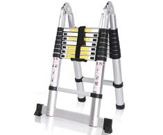 COOCHEER - Escalera telescÃ³pica Plegable (5 m, 2 en 1 Escalera Plegable Ladder 2,5 m + 2,5 m), Certificado EN131, Carga mÃ¡xima 150 kg