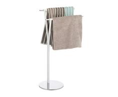 Relaxdays Toallero de Pie 2 Brazos, Acero Cromado, Blanco Plata, 79 X 51 X 26 cm