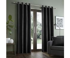 Catherine Lansfield Living - Cortinas Forradas de Ante sintético de 46 x 54 Pulgadas, Dos Paneles, Color Negro