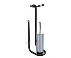 Wenko escobilla de Inodoro con Soporte para Rollos de Repuesto, Color Negro, Acero, 20 x 62.5 x 23 cm