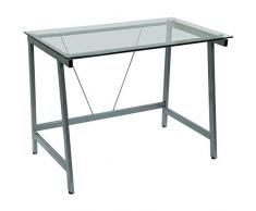 DRW Mesa Escritorio Metal/Cristal Gris_101,5x61x76cm