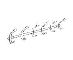 InterDesign Classico Colgador de pared, perchero de metal con 6 ganchos para colgar, plateado