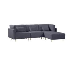DRW Sofa Chaise Longue 2+1 Derecha Gris Oscuro con Patas de Metal 111X54X88 cm