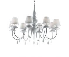 Ideal Lux BLANCHE SP8 - Lámpara (Interior, Color blanco, Alrededor, Tela, Metal, PVC, IP20, Cepillado)