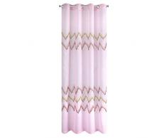 Eurofirany - Cortinas Lisas con Estampado de Zigzag, Transparentes, Mate, 8 Ojales, Suaves, Modernas, Simples, para Dormitorio, salÃ³n, Rosa, 140 x 250 cm