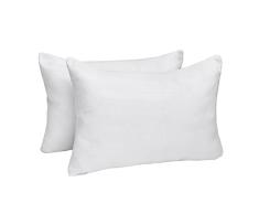 Brentfords Paquete de 2 Fundas de cojÃ­n de satÃ©n para sofÃ¡ o Silla, 100% poliÃ©ster, diseÃ±o de Seda de Rayas satinadas, Blanco, 30 x 50cm (Approx 11 x 19)