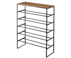 Yamazaki Tower - Zapatero con Estante y 6 baldas, Color Negro