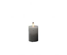 Konstsmide Vela LED de Cera Real, Color Blanco, con Llama 3D y Cristales, con Temporizador de 4 h y 8 h, 1 diodo cálido Parpadeante, Funciona con Pilas, Interior, 2 x C 1,5 V (no incluida)