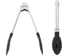FM Professional Pinzas Cocina, Acero Inoxidable, Negro, 50 x 50 x 20 cm, 2 Unidades