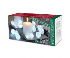 Konstsmide 3166-203 - Guirnalda led con bolas de nieve (20 diodos de luz blanca fría, funciona con 3 pilas AA de 1,5 V no incluidas, cable transparente)