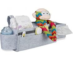 Relaxdays Bolsa de Cama para Cama Alta, 8 Compartimentos, para bebÃ© y Cuidado de la Cama, Organizador para Colgar, HBT 23 x 43 x 11 cm, Color Gris Claro