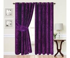 CUSHIONMANIA Cortinas con Ojales Totalmente, de Terciopelo con Forro para Cortinas Nuevo (66Â x 72, Color Morado)