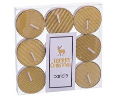 Pack 9 Velas tealight Oro 3,50. Caja 11x11