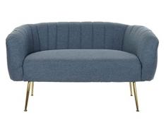 DRW Sofa Estilo Concha cuqui Azul y Dorado 146X86X212 cm