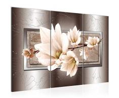 Runa Art 205731a - Cuadro de pared (120 x 80 cm, lienzo de fieltro, tamaÃ±o XXL, 3 piezas, fabricado en Alemania, listo para colgar), diseÃ±o de magnolias
