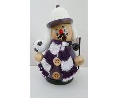 SIGRO GroÃhendel esfÃ©rica fÃºtbol Fumadores Figura Quemador de Incienso con Bufanda de Punto y Bandera, 12Â x 6Â x 7Â cm, Color Negro/Amarillo, Madera, Morado y Blanco, 12 x 6 x 7 cm