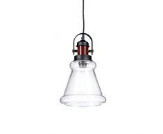 Relaxdays – Lámpara colgante con pantalla de cristal clara HBT: aprox. 133 x 23 x 23 cm – Lámpara de techo (Altura Regulable de cristal para una lámpara en Industrial de Look – Lámpara de techo en un diseño
