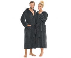CelinaTex Albornoz con Capucha Suave para Mujer y Hombre, Tallas de la XS a la XXXL, poliÃ©ster, Antracita, Large