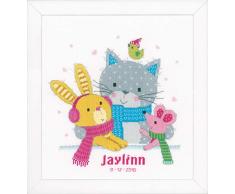 Vervaco - Kit para cojín de Punto de Cruz Kit de Punto de Mejores Amigos Aida - Kit para Cuadro de Punto de Cruz, Multicolor