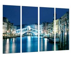 Cuadro Fotográfico Paisaje Venecia de Noche, Italia, Puente Venecia Tamaño total: 131 x 62 cm XXL