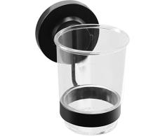 Cornat T3402661 T3402661-Soporte para Cepillo de Dientes y Otros (3 Opciones de fijaciÃ³n con Ventosa, Almohadilla Adhesiva y taladrado), Color, Negro (Mate)