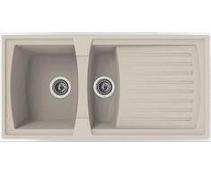 respekta BOSTON100X50B Fregadero, Fibra de Vidrio, Beige, 100 cm