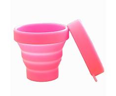 QLLQ Taza de viaje portátil plegable de silicona sin tapa portátil plegable de silicona para acampar vaso extensible (rojo)