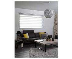 madecostore - Estor Doble para el dÃ­a de la Noche, Tejido Jacquard â Blanco â 94 x 250 cm â FijaciÃ³n con Taladro â Cadena cromada